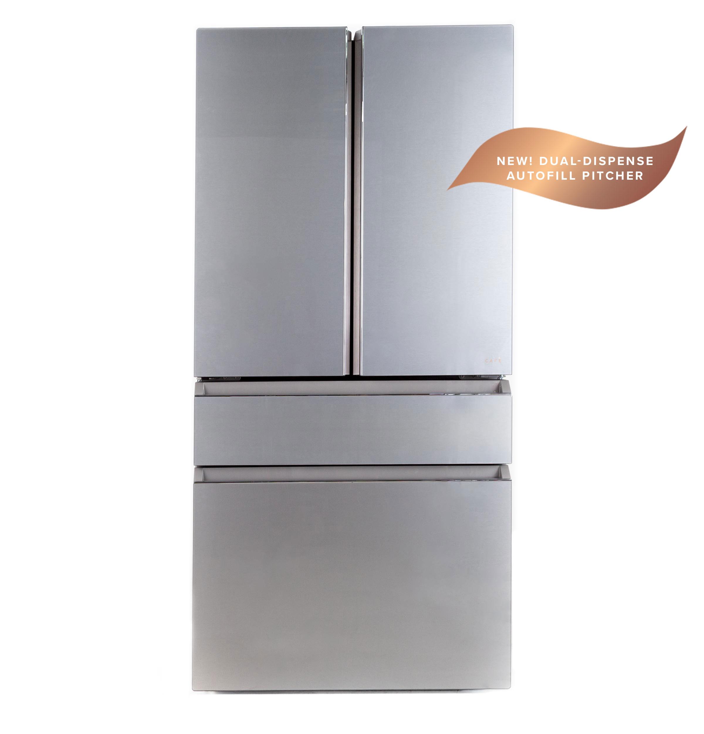 Café™ ENERGY STAR® 28.7 Cu. Ft. Smart 4-Door French-Door Refrigerator in Platinum Glass With Dual-Dispense AutoFill Pitcher