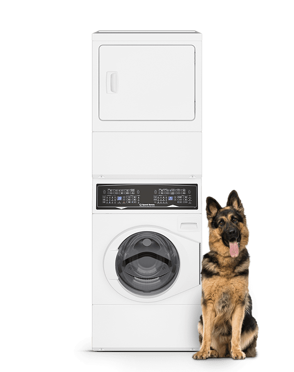 SF7 Stacked White Washer - Gas Dryer with Pet Plus  Sanitize  Fast Cycle Times  5-Year Warranty